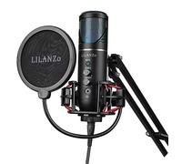 Gaming USB Microphone for PC, Noise Cancellation Condenser Mic with Boom Arm, Mute, Gain, Echo, Monitoring, Sound Optimization, Podcast Mic for Streaming, PS4/5, Twitch, YouTube, TikTOK (Black)