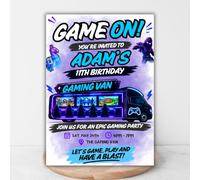 Gaming Van 11th Birthday Invitations for Boys - Personalised Invites (Without Envelope)