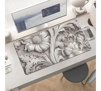 Gaming Victorian Floral Pattern Mouse Pad 24x12 Large Desk Mat with Non-Slip Rubber & Smooth Surface Foldable Desk Pad for Keyboard and Mouse Laptop Computer Mousepad for Office Home Remote Work