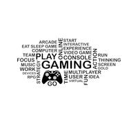 Gaming Wall Decal Word Cloud Video Gamer Kids Controller Sign Poster Vinyl Sticker Playroom Decor Game Wall Mural Large - 48x102cm