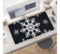 Gaming White Snowflake Mouse Pad 24x12 Large Desk Mat with Non-Slip Rubber & Smooth Surface Foldable Desk Pad for Keyboard and Mouse Laptop Computer Mousepad for Office Home Remote Work