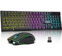 Gaming Wireless Keyboard and Mouse RGB Backlit Rechargeable Battery Gamer Combo Mechanical Feel Anti-ghosting with Side Button for PC Computer Laptop Compatible with Windows Mac Ps4/Ps5 Xbox one