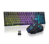Gaming Wireless Keyboard and Mouse RGB Backlit Rechargeable Battery Gamer Combo Mechanical Feel Anti-ghosting with Side Button for PC Computer Laptop Compatible with Windows Mac Ps4/Ps5 Xbox one