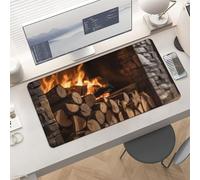 Gaming Wood on Fireplace Mouse Pad 24x12 Large Desk Mat with Non-Slip Rubber & Smooth Surface Foldable Desk Pad for Keyboard and Mouse Laptop Computer Mousepad for Office Home Remote Work