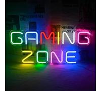Gaming Zone Neon Sign, Colorful Led Gaming Neon Light Sign with Switch and Charging Cable, Decorative, for Game Room Decor, Play Area, Man Cave, Pub, Present for Teens, Friends, Boys