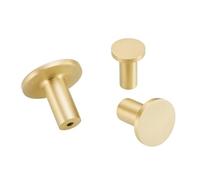 GamirA Bedroom Hanging Coat Hook Brass Decorative Hook Wall Door Coat and Hat Hook Brushed Gold Round Single Hook Gold Kitchen Bathroom