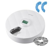 GAMKII Automatic Cat Wet Food Feeder 6 Meals, Battery Power Auto Pet Wet Food Dispenser with Timer, Memory Function for Cats Small Dogs-First Meal with Cover (Stainless Steel Food Tray)