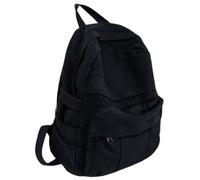 GAMLFL Canvas Backpack for Women Retro Aesthetic Rucksack Basic Backpack for High School/College Students Travel Laptop Bag, Black, 5.6 x 13.3 x 16.2 inches, Travel Backpacks