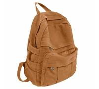 GAMLFL Canvas Backpack for Women Retro Aesthetic Rucksack Basic Backpack for High School/College Students Travel Laptop Bag, Mustard Yellow, 5.6 x 13.3 x 16.2 inches, Travel Backpacks