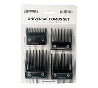 Gamma+ 4 Universal Hair Clipper Combs, 4 Sizes from 3 to 12 mm, Black Color, compatibles with Gamma+ Clipper Hair Clippers, Stylecraft and Other Brands