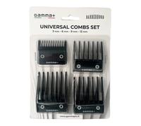 GAMM 4 Universal Hair Clipper Combs, 4 Sizes from 3 to 12 mm, Black Color, compatibles with Gamm Clipper Hair Clippers, Stylecraft and Other Brands