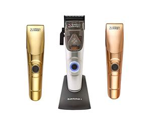 GAMM X-Ergo Professional Cordless Hair Clipper 9V Microchipped Magnetic Motor, 3 Custom Lids in Matte Chrome, Gold, Rose Gold