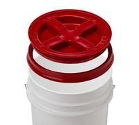 Gamma 15 Litre White Bucket & Lid - Food Grade Plastic Bucket & Airtight Lid Gamma2 (Red)
