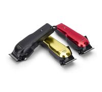 GAMMAPIU' Absolute Alpha Professional Men's Hair Clipper, Rechargeable, 45mm Flat Blade, 5 Combs and Cleaning Kit, Electric Beard Trimmer with Base, Cable USB, 3 Covers Red Black Gold