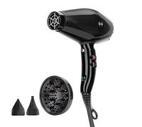 GAMMA+ Ionic Professional Hairdyer G-TRONIC Dual Ionic 2500 with Ion Generator ON-Off Switch, Ultra-Light Blow Dryer (390 gr), Digital Motor, Silent (Black)