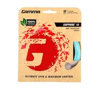 Gamma Sapphire Tennis String Reel, 40 Ft Earth-Friendly Tennis Racket Strings with AMP Copolyester Technology for Effortless Spin and Precision, 16 and 17 Gauge Options, 16 Gauge