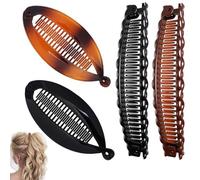 Gammaeon Banana Clip, 4 Pcs Banana Hair Clips Double Comb Long Hair Clip Combs Fishtail Ponytail Banana Clip hair Accessory for Everyday & Wedding Styles