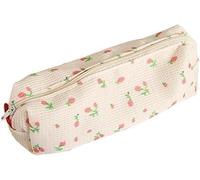 Gammaeon Pink Floral Cute Pencil Case, Canvas Pencil Pouch, Portable Aesthetic Stationery Organizer Pencil Cases Multifunction Cosmetic Makeup Bag Office Supplies