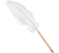 Gammaeon White Feather Pen for Wedding Reception Writing - Ballpoint Quill