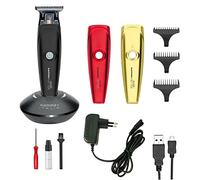 GAMMAPIU' Absolute Hitter Trimmer, Professional Men's Hair Clipper with Replaceable Cover (Black, Red, Gold), Rechargeable Electric Beard Trimmer with Charging Station, Cable and USB