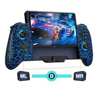 Gammeefy Switch Controller for Nintendo Switch/OLED, 1000mAh Wireless Switch Controller With 9 Lights Color. One-Piece Switch Joypad for Those Who Prefer Handheld Mode With Turbo, Programing, Wake-Up