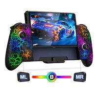 Gammeefy Switch Controller for Nintendo Switch/OLED, 1000mAh Wireless Switch Controller With 9 Lights Color. One-Piece Switch Joypad for Those Who Prefer Handheld Mode With Turbo, Programing, Wake-Up