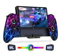 Gammeefy Switch Controllers, Hall Effect JC200 Switch Pro Controller for Nintendo Switch/Switch OLED, One-Piece Switch Joypad with 9 Lights Color for Those Who Prefer Handheld Mode
