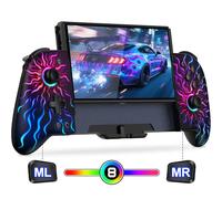 Gammeefy Switch Controllers, Hall Effect Switch Pro Controller for Nintendo Switch/Switch OLED, One-Piece Switch Joypad Remote with 9 Lights Color for Those Who Prefer Handheld Mode