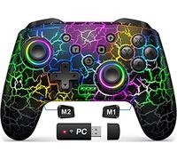 Gammeefy Switch Controllers, Wireless Switch Pro Controller for Nintendo Switch/Lite/OLED, 9 Color Adjustable LED Switch Remote Compatible with Windows PC/Android/iOS with Bluetooth Receiver