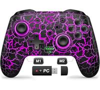 Gammeefy Switch Controllers, Wireless Switch Pro Controller for Nintendo Switch/Lite/OLED, 9 Color Adjustable LED Switch Remote Compatible with Windows PC/Android/iOS with Bluetooth Receiver