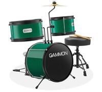 Gammon Junior Drum Set with Throne Green 3 Piece Complete Beginner Set with Bass Drum, Toms, Cymbal, Pedal and Drumsticks