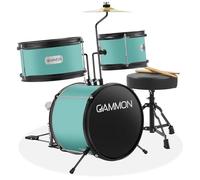 Gammon Junior Drum Set with Throne, Teal, Complete Beginner Kit with Bass Drum, Toms, Cymbal, Pedal and Drumsticks