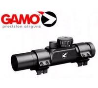 Gamo Visor Red Dot 30mm RGB Largo Scope - The 30mm dot sight has red, green and blue dots. It uses one CR2032 battery (included). The rheostat has 11 adjustment settings to regulate the brightness of the dot. You can also adjust windage and elevation. It has two scope mounts and an Allen Key is included for fitting. This Gamo Red-Dot RGB Largo scope is is particularly suitable for PT-85 Pistol Blowback, and all Picatinny rail guns