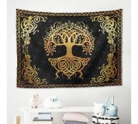 Gamoii Viking Yggdrasil Tree of Life Wall Hanging Tapestry Picnic Blanket Beach Blanket Yoga Mat Polyester Fibre Beach Scarf Table Blanket Sofa Cover White 150 x 150 cm