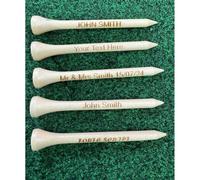 Gamola Golf Personalised Custom Lase wooden Golf Tees - Nat 83mm - 100