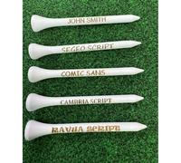 Gamola Golf Personalised Custom Lase wooden Golf Tees - White 55mm - 2