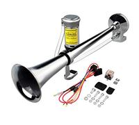GAMPRO 12V 150db Air Horn, 18 Inches Chrome Zinc Single Trumpet Truck Air Horn with Compressor for Any 12V Vehicles Trucks Lorrys Trains Boats Cars (Sliver)