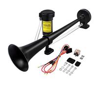 GAMPRO 12V 150db Air Horn, 45cm Chrome Zinc Single Trumpet Truck Air Horn with Compressor for Any 12V Vehicles Trucks Lorrys Trains Boats Cars (Black)