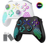Gamrombo 2 Pack Wireless X-box Controller RGB Light for X-box Series X|S, X-box One & PC Windows 10/11, Hall Effect Joysticks, Dual Vibration, 2.4GHz Adapter, Turbo Macro Function, Need to Upgrade