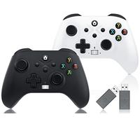 Gamrombo 2 Pack Wireless Xbox Controller for Xbox One, Xbox Series X|S & PC Controller with Audio Jack & Volume Button/Turbo/Macro/Dual Shock, with 2.4GHz Adapter Black+White, Need to Update