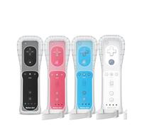 Gamrombo 4 Pack Motion Plus Wii Controller, Compatible with Wii/Wii U with Silicone Case and Wrist Strap (White, Black, Pink, Blue)