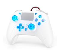 Gamrombo LED Wired Controller for PS5/PS5 Pro/PS5 Slim, Compatible withPS4/PC with 3.5mm Headphone Jack/Dual Vibration/Macro Function/Trubo Function, 10ft Cable