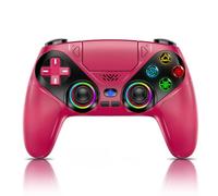 Gamrombo LED Wireless Controller for PS5, Compatible with PS5 Pro/Slim/PC, Dual Vibration, Macro/Turbo Function, 3.5mm Audio Jack, 6-Axis Motion Control Gamepad with Speaker(Maroon)