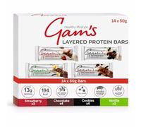 Gam's Protein Multilayer Bars Mixed Case x 14, Double layered, Gluten Free, with added Collagen, Palm Oil Free