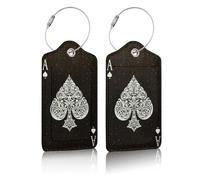 GAMSJM Luggage Tags for suitcases, 2 Pack Ace of Spades Travel Bag Suitcase Labels with Stainless Steel Loop ID Tags Card Baggage Bag Label