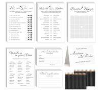 GAMSUNSTAR Bridal Shower Games-Heavy Cardstock,5 Fun Activities for 32 Guests, Includes Bingo,He Said She Said, Would She Rather,Whats In Your Purse,Advice and Wishes For The Mr and Mrs(Minimalist)