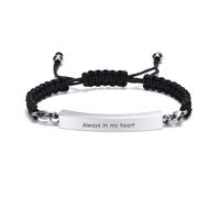 Gamtic Cremation Jewellery Ashes Bracelet - Personalised Message ID Bar Urn Braided Rope Keepsake Jewelry Memorial Ashes Holder for Men Women Pets Dog Cat (Silver)
