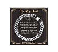 Gamtic Dad Bracelets Fathers Day Gift - Engraved Silver Cuban Chain Bracelet Love Massage Mens Bracelets Stainless Steel Jewellery 23CM Birthday Thanksgiving Presents for Daddy