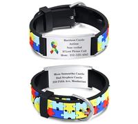 Gamtic Kids Personalized Medical ID Bracelet-Adjustable Kids Bracelet | Silicone Medical Alert Bracelet , Autism Allergy Seizure ID Wristband, Waterproof Cartoon Bracelet for Boys Girls