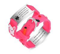 Gamtic Kids Personalized Medical ID Bracelet-Adjustable Kids Bracelet | Silicone Medical Alert Bracelet , Autism Allergy Seizure ID Wristband, Waterproof Cartoon Bracelet for Boys Girls